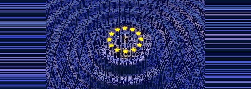 Drapeau européen sous forme de vague de données