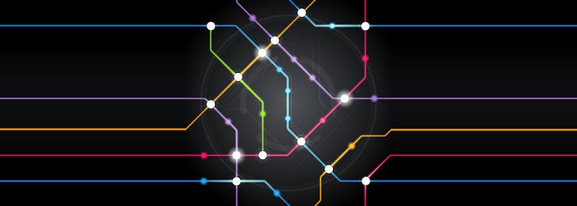 Carte de métro lumineuse sur fond noir