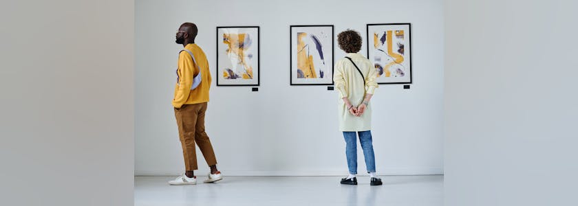 Young people visiting art gallery