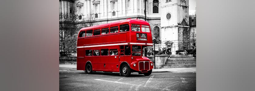 London’s iconic double decker bus.